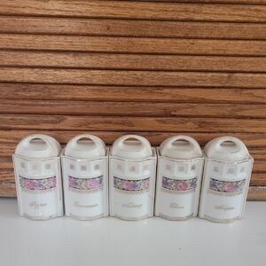 ANTIQUE VINTAGE floral Spice Jar Set And Lids Thuringia